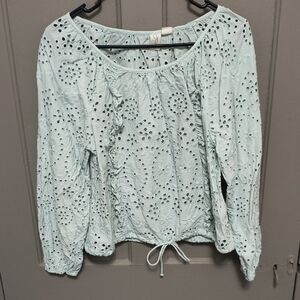 Joie Light Blue Eyelet Blouse
